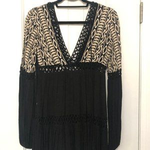 Free People Plunge Neck Dress w/ Crochet Detail